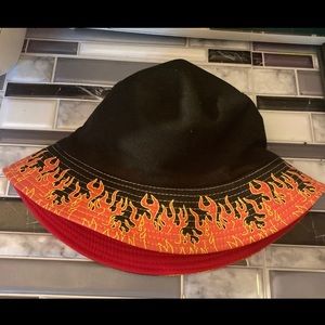 Flaming bucket hat.